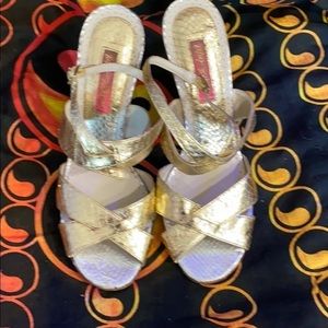Gold Strappy Women's Sandals